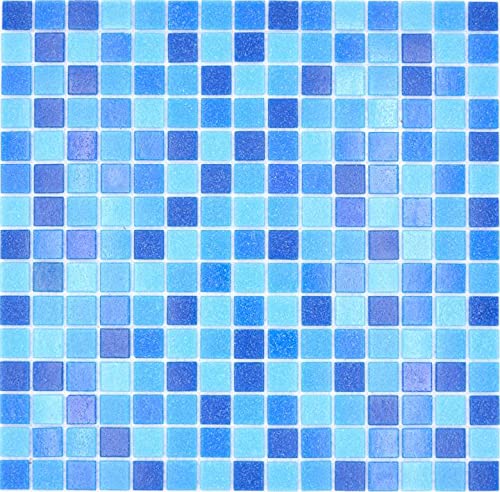 Glasmosaikplatte Classic Mix Blau papierverklebt Pool Schwimmbad Mosaikplatte 10 Matten