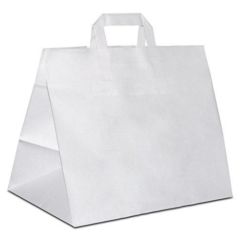 100 x Brotbeutel | Giveaway extra breiter Boden weiss 32+22x27 cm | stabile Brottüten | Bäckertüten weiter Boden | Konditortüten | HUTNER