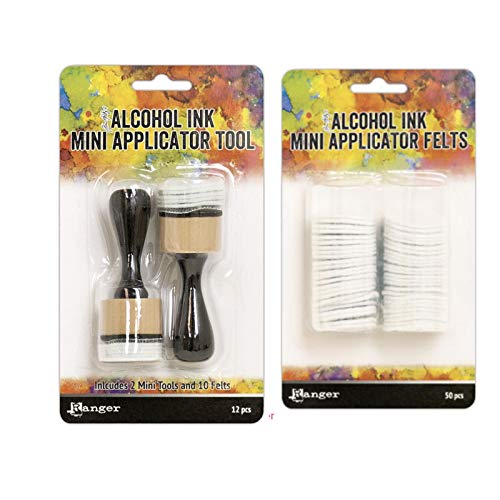 Tim Holtz Alkohol Tinte Mini Applikator Werkzeug und Filz Bundle (Set von 2 Artikel) Applicator Tools and 50 Felts