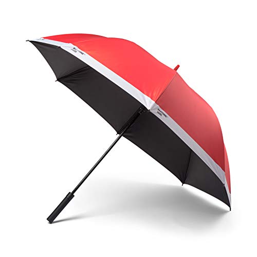 PANTONE, Stockschirm, Regenschirm, hochwertig klassisches Design, 130 cm Durchmesser, wasserabweisend, Griff mit Soft-Touch, Red 2035C