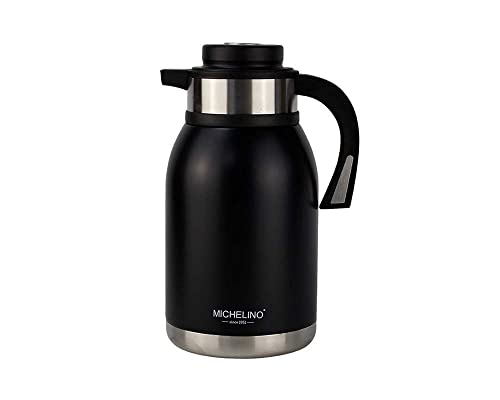 Michelino 2 Liter Isolierkanne Thermokanne Thermoskanne Nora Kaffeekanne Teekanne Isolierflasche (schwarz)