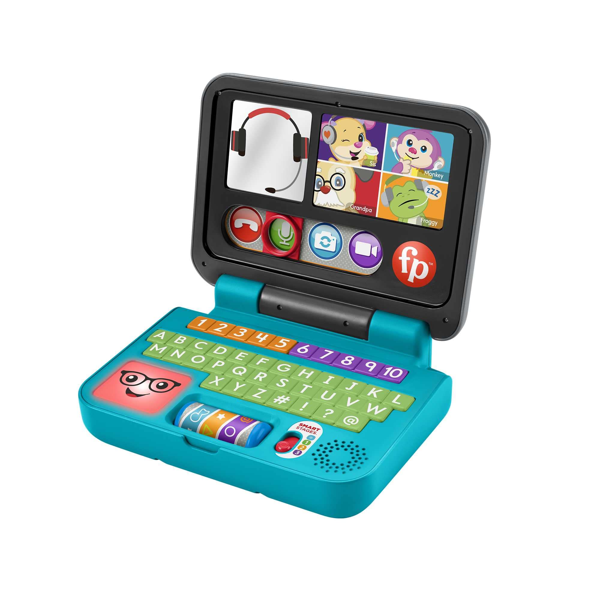 Fisher-Price Lernspaß Homeoffice Laptop – elektronisches Lernspielzeug mit Smart-Stages-Lerninhalten, Lichtern und 55+ Liedern, ABC, , Version: Italienisch, HHH03