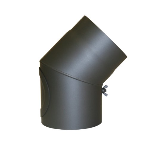Uni-Knie 45° Winkel Ø 150 mm Senotherm® - Wandstärke 2 mm - hitzebeständig lackiert - Rauchrohrbogen, Ofenrohr-Bogen in der Farbe gussgrau - mit Tür