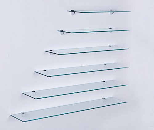 Euro Tische Glas Wandregal Klarglas - Glasregal mit 6mm ESG Sicherheitsglas - perfekt geeignet als Badablage/Glasablage für Badezimmer - Verschiedene Größen (100 cm)