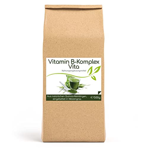 CELLAVITA Vitamin B-Komplex Vita | natürliche Quinoa-Keimlinge, eingebettet in Weizengras | Lückenloser Komplex aller B-Vitamine (500g im Vorratsbeutel)