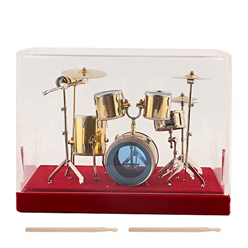 Hztyyier Metall Desktop Drum 3D Modell Set Miniatur Musikinstrument Trommel Dekoration Display Mini Handwerk für Zuhause Ornamente(18cm)