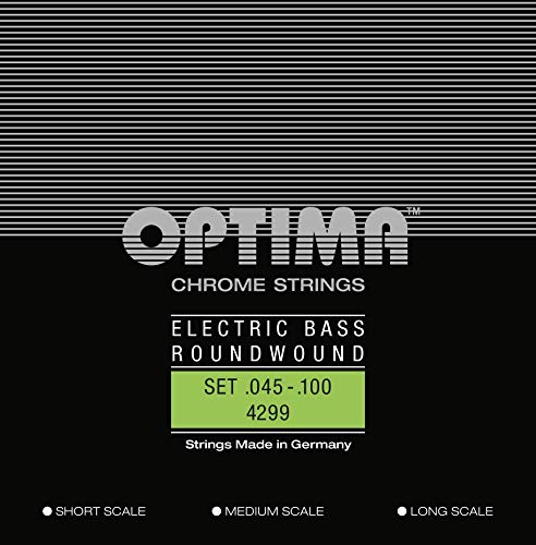 Optima E-Bass Saiten Chrome Strings Round Wound Long Scale Satz 4-string reg-light 4299L