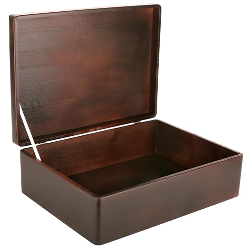 Creative Deco XL Braun Große Holzkiste Aufbewahrungsbox Spielzeug | 40 x 30 x 14 cm (+/- 1 cm) | Mit Deckel zum Dekorieren Aufbewahren | Ohne Griffe | Perfekt für Dokumente, Wertsachen und Werkzeuge
