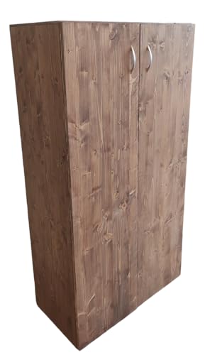 TOTAL WOOD 2012 Lagerschrank, Gartenschrank, Werkzeugschrank, Geräteschuppen mit Doppeltür für den Innen- und Außenbereich, Dunkles Walnuss-Tannenholz 80 x 40 x 150 cm (BxTxH) (Modell B)