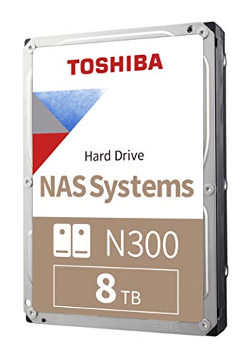 Toshiba N300 HDWG480XZSTA Interne Festplatte (8 TB, 3,5 Zoll, CMR SATA 6 GB/s, 7200 U/min, 256 MB Cache)