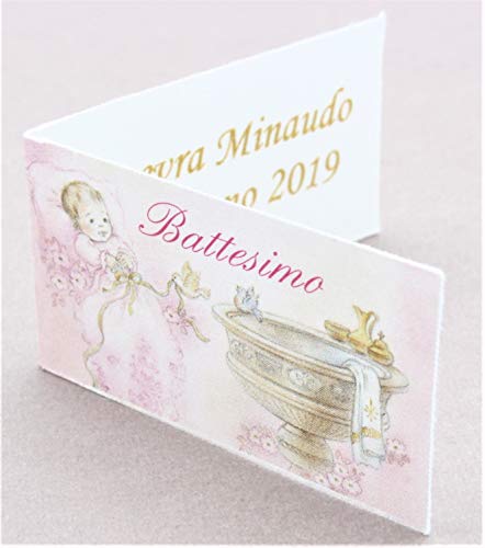 Vinciprova Le Gemme di Venezia 100 Kärtchen für Bonboniere Taufe mit Quelle für Mädchen, personalisierbar, farbig