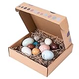 Lipeed Künstliche Eier, Buntes Vogelei-Spielzeug aus Holz, Ostern Eier deko Moos Micro Landscape DIY Ornament - 12 Stücke