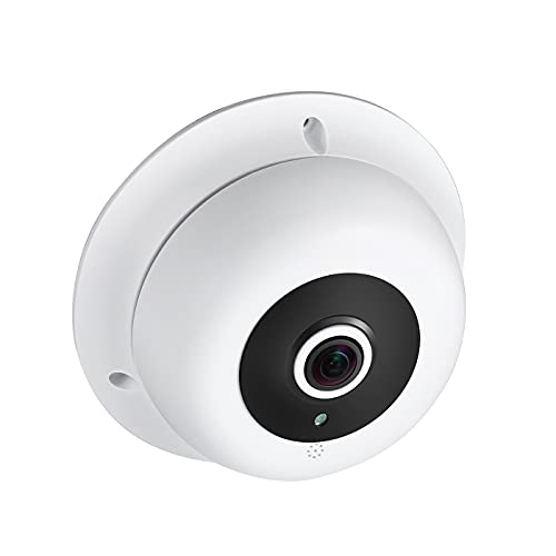 Revotech Fisheye IP Kamera mit Mikrofon, 3MP Indoor Dome Audio Überwachungskamera 1,7 mm Objektiv IR Nachtsicht P2P H.265 CCTV Videokamera (IF04-Audio Weiß)