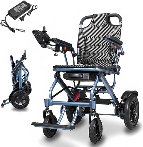 Elektrischer Rollstuhl Elektrisch Faltbar, Leicht Transportrollstühle, Elektrische Rollstühle Mit Stoßdämpfung, Elektrorollstuhl Für Erwachsene, 150 Kg Tragfähigkeit 10a Lithium Batterie