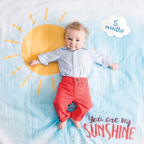 Lulujo Baby's First Year™ Swaddle-Blanket & Karten Set zum Fotografieren und festhalten der ersten Entwicklungsschritte Ihres Babys - You are my Sunshine