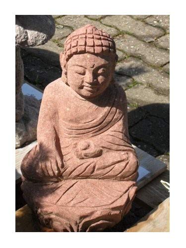 Wunderschöner Buddha aus rotem Sandstein - Japanischer Garten Rokkaku Yukimi Kasuga Pagode