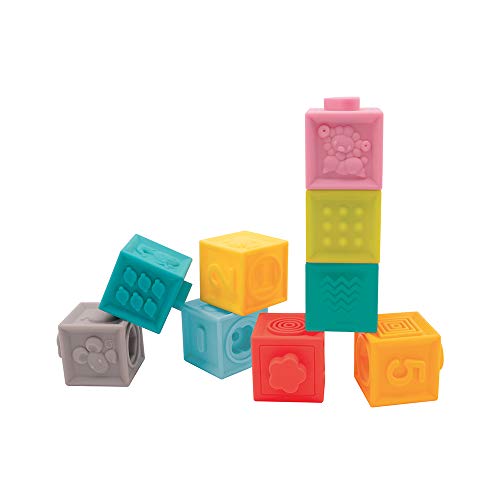 Ludi Cubes Emboîtables Jouet D’Éveil | Set 9 pièces Encastrables - Jeu D’Empilement et de Construction en Plastique Souple | Développement Motricité Fine | À partir de 10 Mois