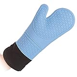 Silikon-Hitzeschutzhandschuh mit Baumwollfutter, Ofenhandschuh, Backhandschuh, Backofenhandschuh nahtlos 40/30 cm, Größe:30 cm