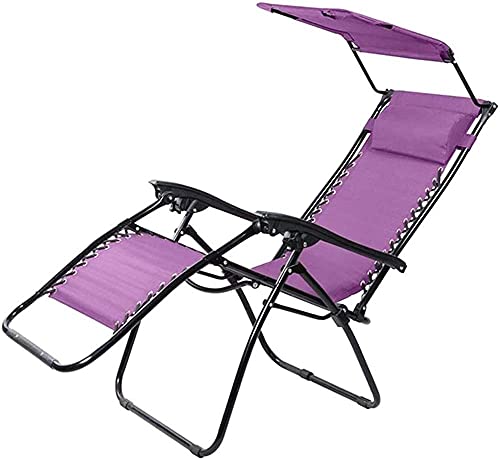 Klappbarer Liegestuhl Zero Gravity mit Baldachin, Terrassen-Sonnenschutz, Lounge, verstellbarer, klappbarer Schatten, verstellbar, mehrfarbig, optionale Sonnenliege für den Garten – Einheitsgröße_Lila