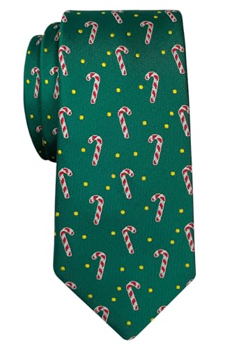 Retreez Entzückende Weihnachts-Krawatte mit Zuckerstangen-Muster, Mikrofaser, 6,1 cm - Grün - Einheitsgröße