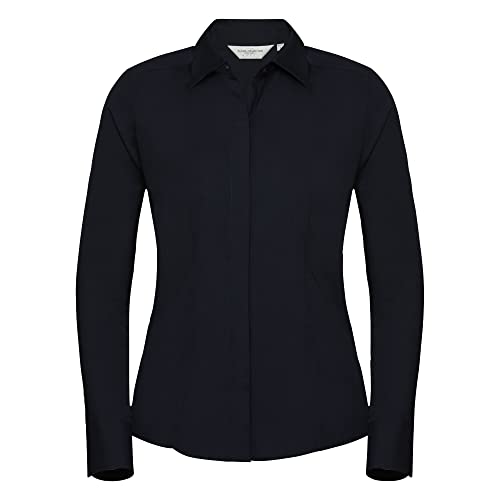Russell Collection Popelin Bluse/Hemd, Langarm, pflegeleicht, tailliert (2XL) (Marineblau)