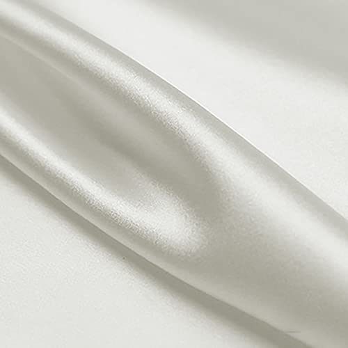 Yimihua 100% Maulbeerseidenstoff Seidentaft Stoff Meterware Kleid Futter Handwerk Dekoration Drapieren Tanzkleidung Hochzeit Seidentuch Material 114cm breit(Color:White)