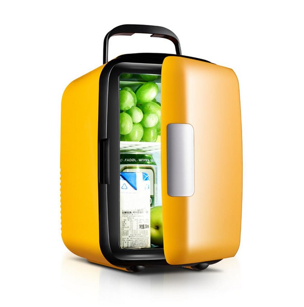 A Freezer HL 4L Auto Kühlschrank Mini-Haus Kleinen Kühlschrank Auto Dual-Use-Kühlschrank, Yellow,Yellow