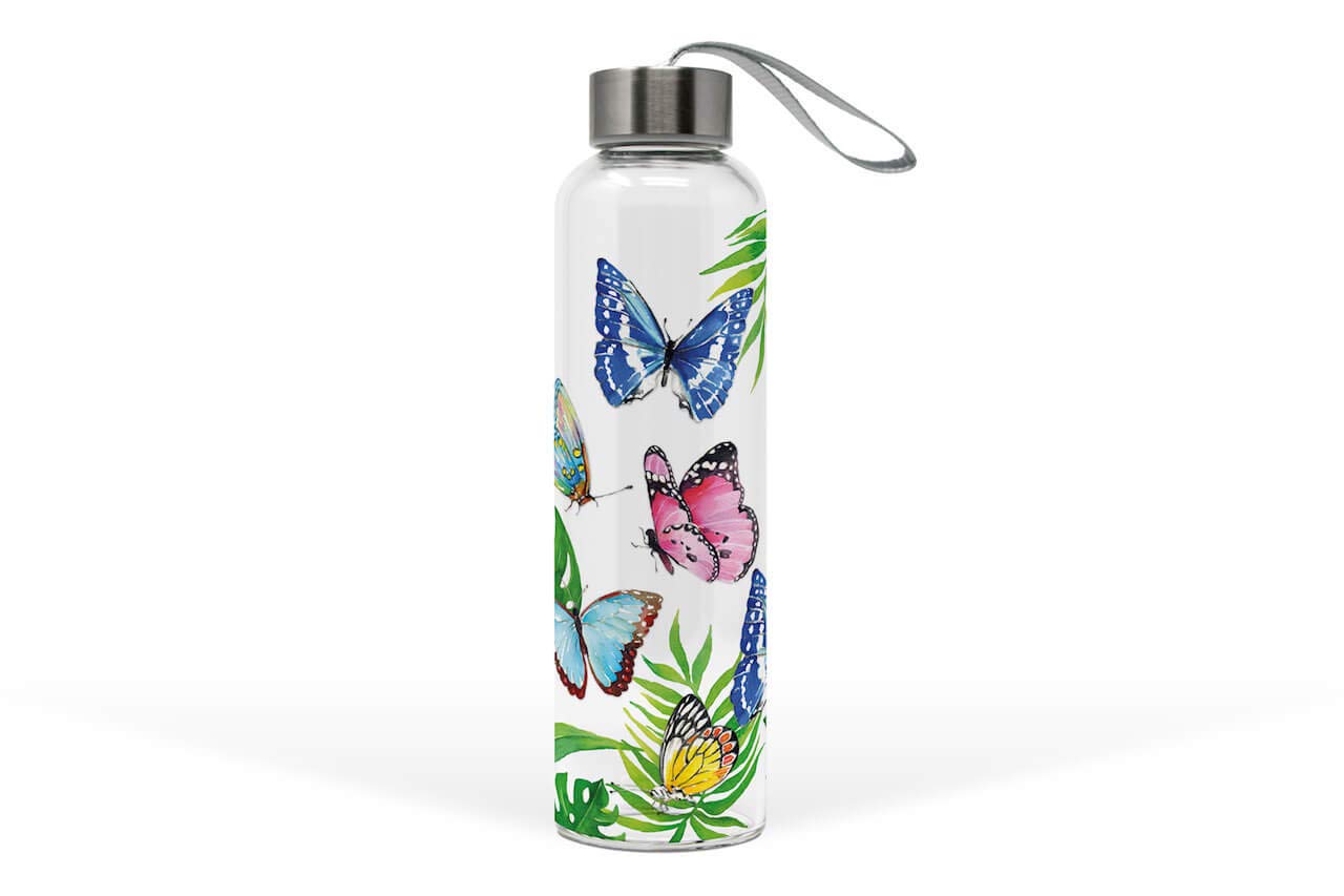 PPD Glasflasche Tropical Butterflies 550ml Glastrinkflasche