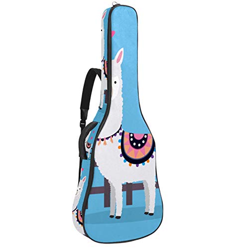 Gitarrentasche mit Reißverschluss, wasserdicht, weich, für Bassgitarre, Akustik- und klassische Folk-Gitarre, schönes Alpaka-Lama