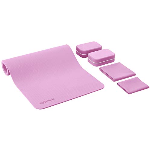 Amazon Basics Yogamatte, 0,6 cm dick, aus thermoplastischem Elastomer (TPE) 6-teiliges Set, Rosa