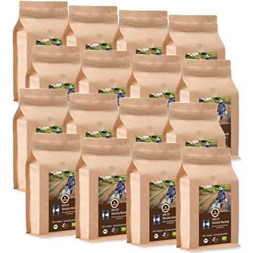 Kaffee Globetrotter - Bio Honduras Genuine Marcala - 16 x 1000 g Ganze Bohne - für Kaffee-Vollautomat, Kaffeemühle - Röstkaffee aus biologischem Anbau | Gastropack Sparpack