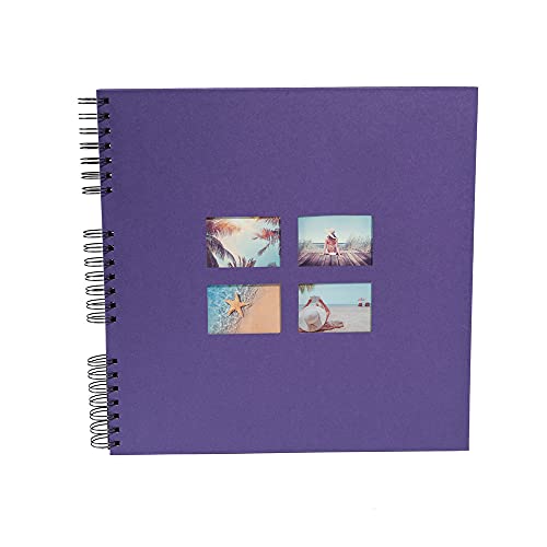 Exacompta 15118E MILANO Spiral-Fotoalbum 360 Fotos 60 schwarze Seiten Format 32 x 32 cm Einband aus violettem Papier mit Textileffekt Fenster zur individuellen Gestaltung FSC® zertifiziert