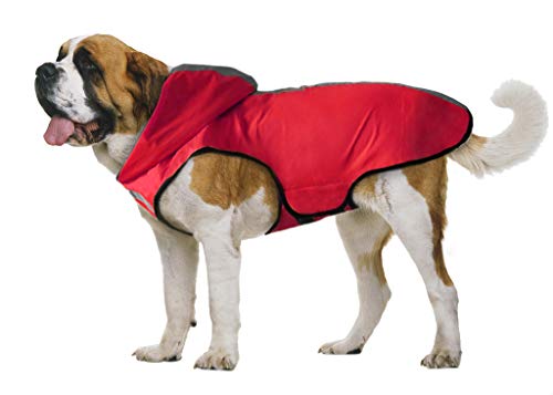 TFENG Dog Raincoat wasserdichte Hundeweste Reflektierende Kapuze Hundemantel Mesh Futter (Rot, Größe 3XL)