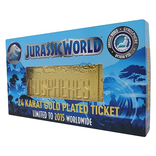 FANATTIK Jurassic World - Gyrosphere - Ticket Plaqué Or Collector 24k