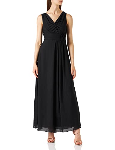 Swing Damen Maxi-Kleid mit Zierblume, Gr. 36, Schwarz (schwarz 100)