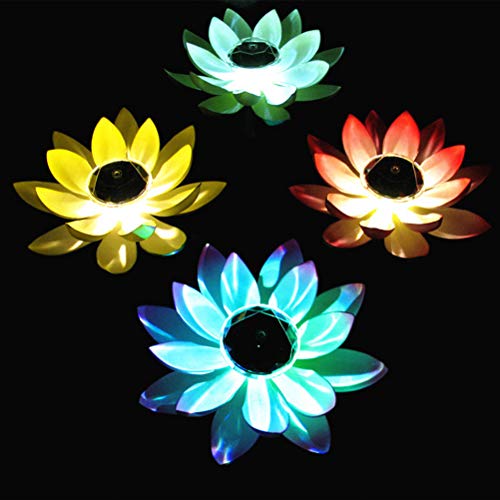 Uonlytech Solar-Schwimmlicht, Lotusblüte, Teichlicht, Lotusblumen, schwimmende Lampe für Schwimmbadteich (1 Stück, zufällige Farbe)