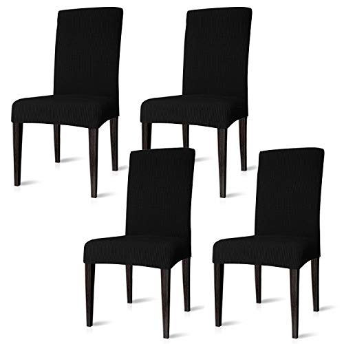 SONUG 4er Set Stuhlhusse, Wasserdicht Stuhl Husse Elastische, Moderne Stuhl Schutzhülle Abnehmbare, Bi-Elastic Spannbezug für Schwingstühle Und Esszimmerstühle(Schwarz)