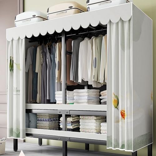 Tragbarer Kleiderschrank, 178 cm hoch, zusammenklappbar, robuster Kleiderständer mit Abdeckung, freistehendes Schranksystem für Schlafzimmer