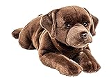 Uni-Toys - Labrador braun, liegend (mit Geschirr) - 60 cm (Länge) - Plüsch-Hund, Haustier - Plüschtier, Kuscheltier