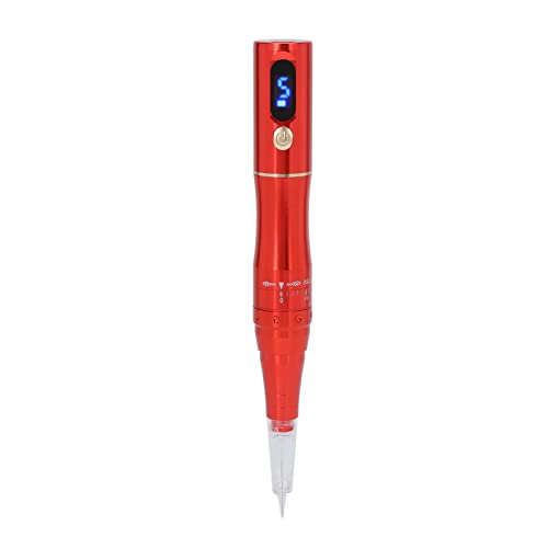 Microblading-Stift, 100-240 V, rot, einstellbare Nadellänge, 5 Geschwindigkeiten, kabelloses Aufladen, semipermanente Augenbrauen-Lippen-Make-up-Maschine EU-Stecker