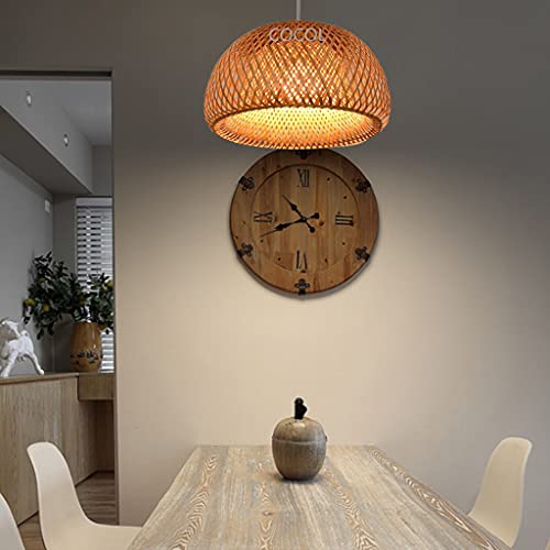 COCOL Vintage Deckenlampe Bambus Rattan - Laterne Kreative Deckenleuchte Runde Deckenleuchte E27 Retro-Leuchte LED-Für Das Schlafzimmer Restaurant Schlafzimmer Wohnzimmer Cafe Teehaus Lighting,30cm