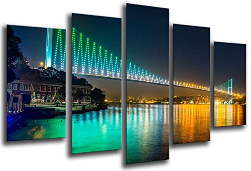 Wandbild - Istanbul Nacht Brücke, 165 x 62 cm, Holzdruck - XXL Format - Kunstdruck, ref.26323