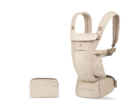 Ergobaby Omni Dream Babytrage für Neugeborene ab Geburt bis 20,4kg, 4 Positionen SoftTouch Cotton Ergonomische Babybauchtrage Rückentrage Baby-Tragetasche (Natural Dots)