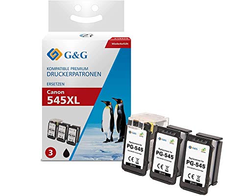 G&G Druckerpatronen Set kompatibel zu Canon PG-545XL/8286B001 Schwarz, 1x Adapter + 3X XL-Tintentanks
