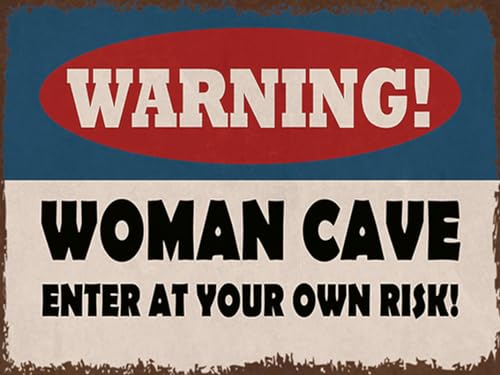mrdeco Metall Schild 30x40cm gewölbt warning women cave your own risk Blechschild