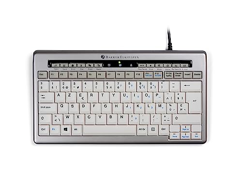 BakkerElkhuizen S-board 840 Design USB-Tastatur Belgisch, AZERTY Silber/Weiß Multimediatasten, Extragroße Tasten, Ergonomisch