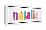Little Helper NATALIE3084-FC-15DE Holz gerahmte Leinwanddruck Personalisiert mit Mädchenname, Natalie, 34 x 84 x 3 cm, groß