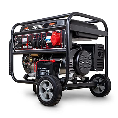 DeTec. 7 kW Benzin Stromgenerator DT-LB7500E-3, 230V AVR 400V, 25 L Tankvolumen, Starkstrom
