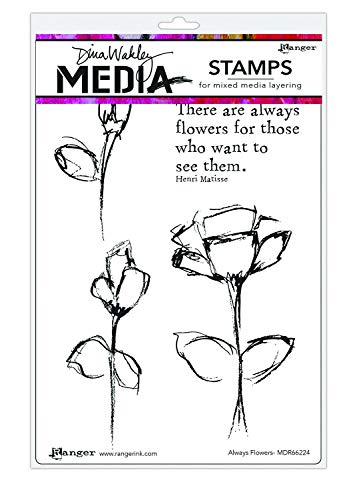 Dina Wakley Media Cling Stamps 6"X9"-Always Flowers