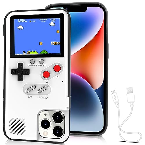 Chu9 Game Case for iPhone 14, Game Console Phone Cover with 168 Built-in Games,Protect Your Phone and Play Video Games Anytime and Anywhere (White, iPhone 14)